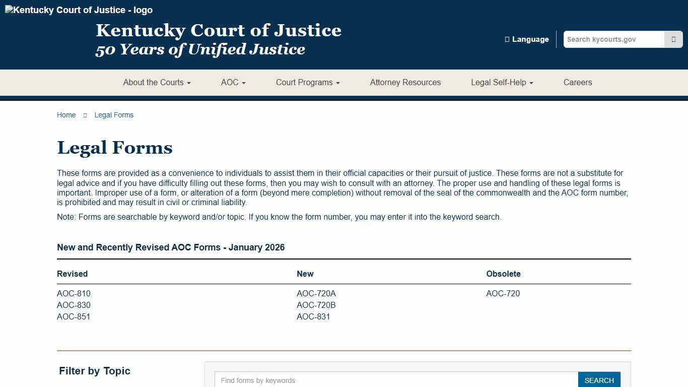 Legal Forms - Kentucky Court of Justice