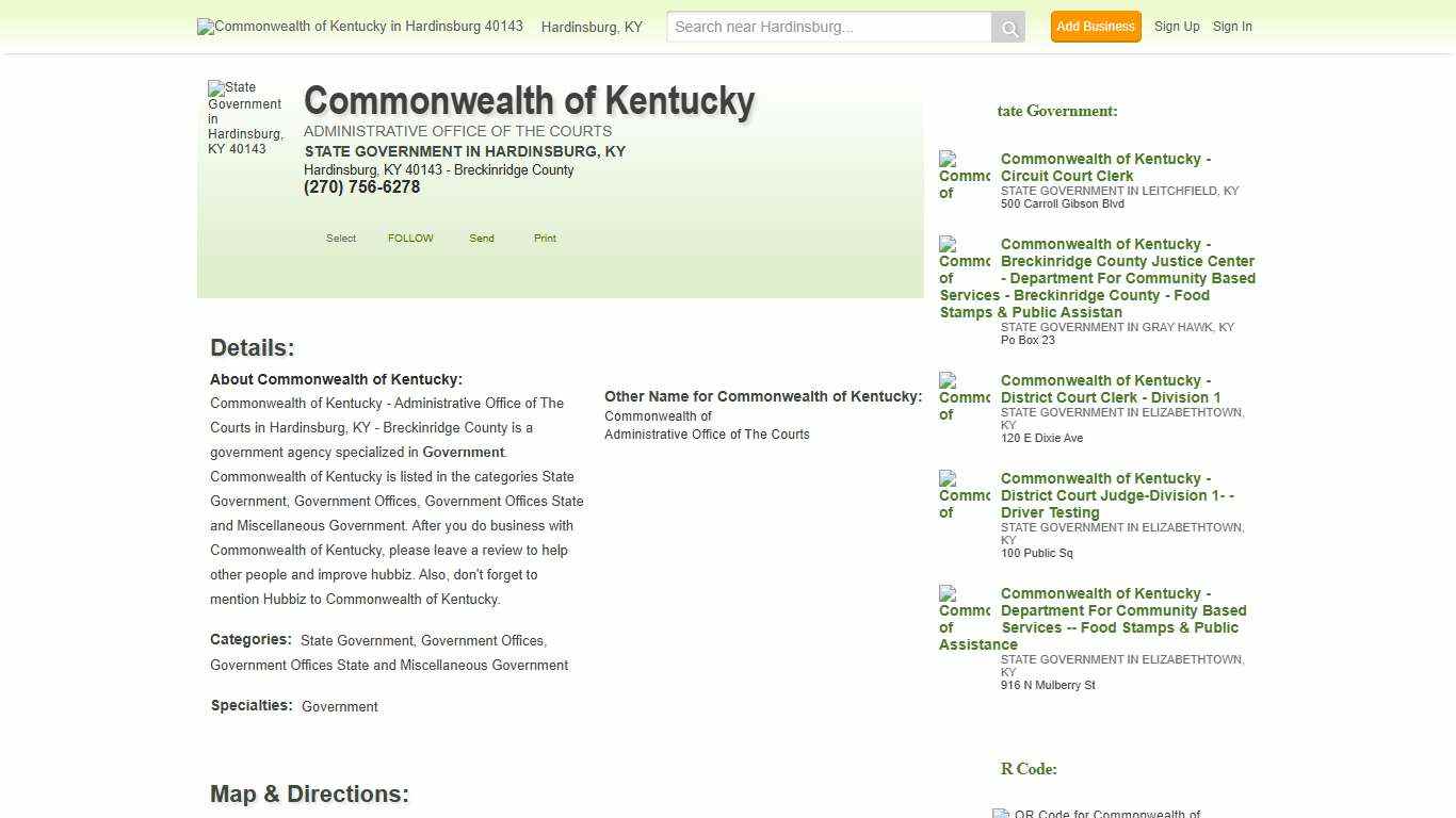 Administrative Office of The Courts, Commonwealth of Kentucky, State G